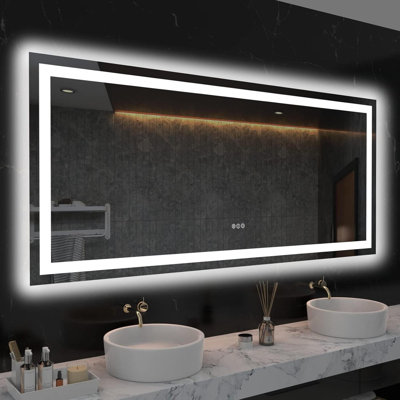 Miroir de salle de bain sans cadre à DEL, miroir intelligent
