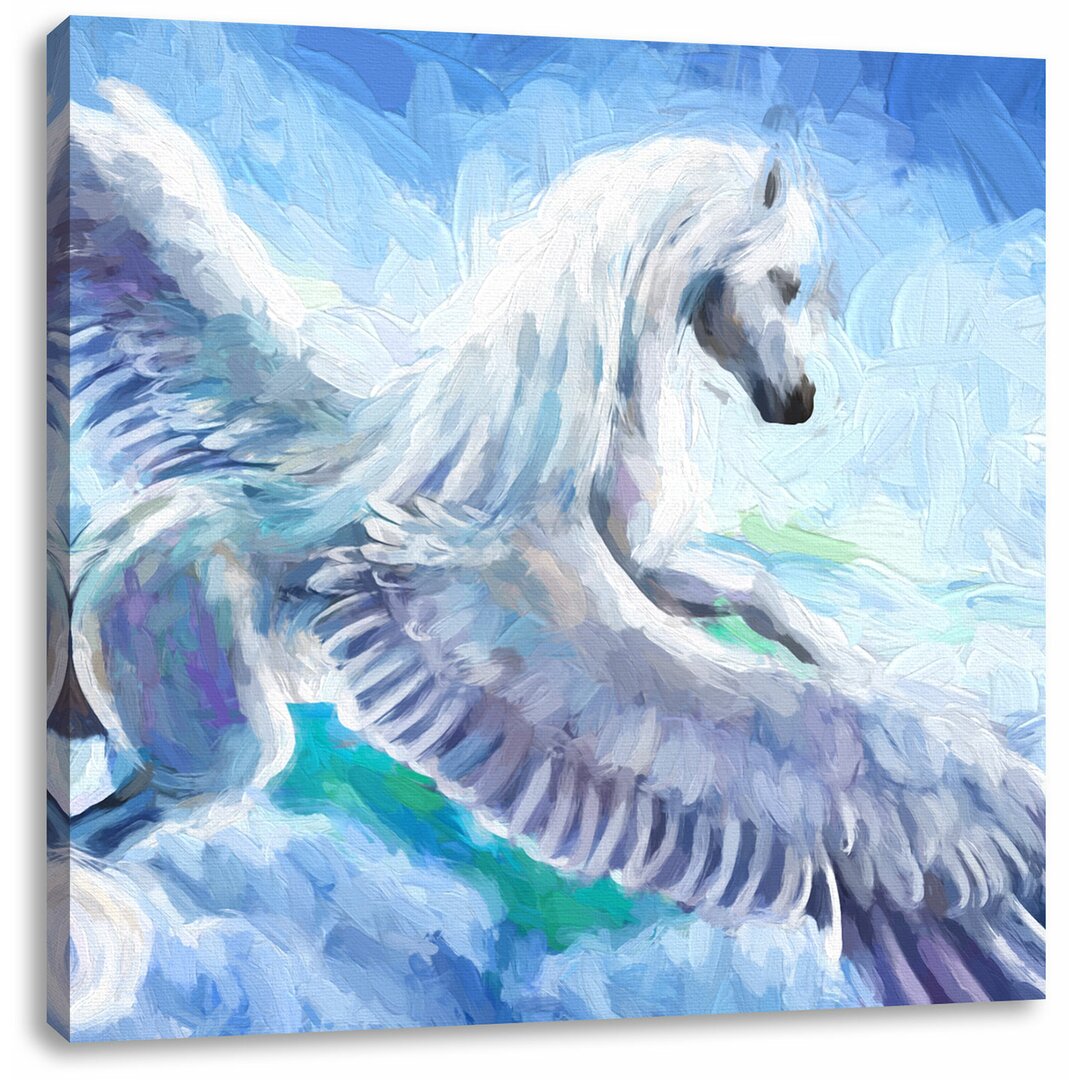 Leinwandbild Pegasus fliegt über den Wolken