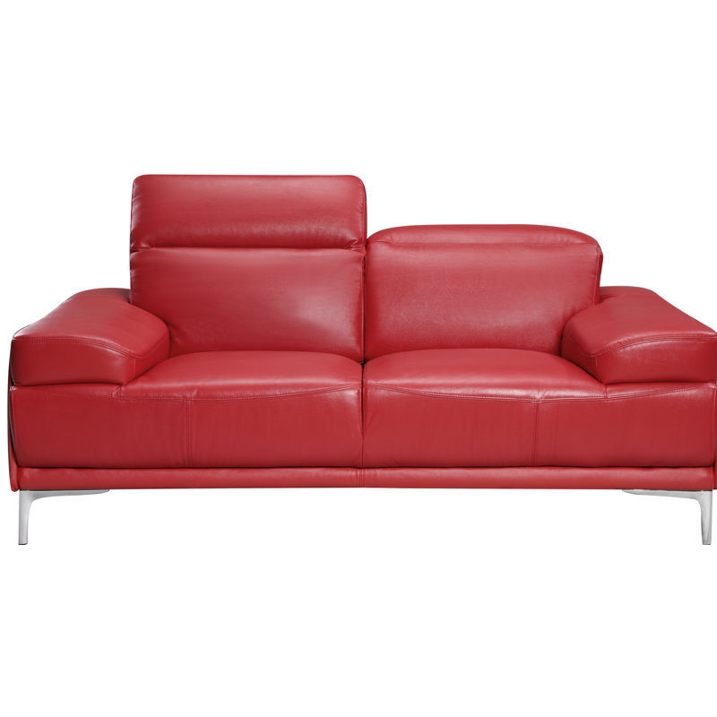 Mcglynn 72 " Faux Leather Loveseat, Red Faux Leather
