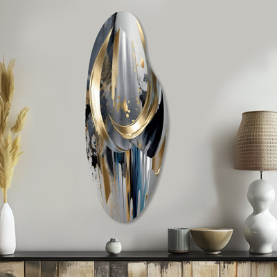 Abstract Shapes And Lines I - Abstract Marble Curved Shape Assymterical Metal Wall Art