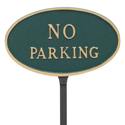 Small Oval No Parking Statement Plaque Sign with Lawn Stake