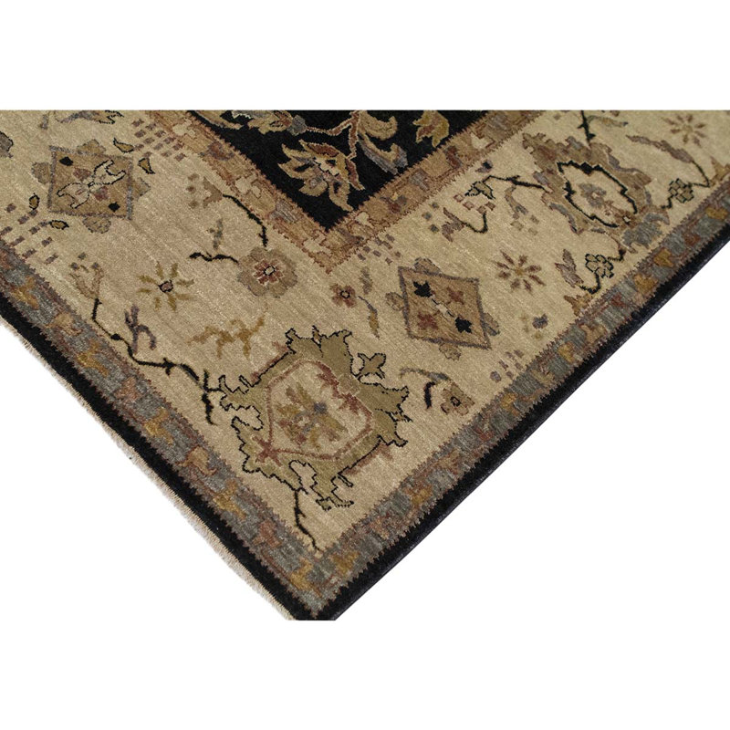 Tapis brun / noir de haute qualité noué à la main