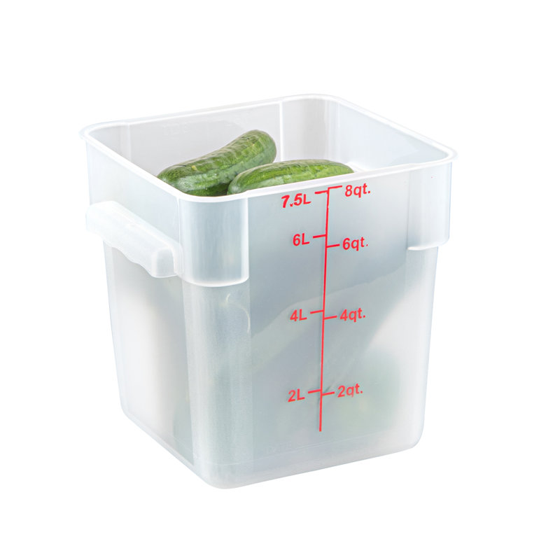 Boîte de 10 contenants pour nourriture en plastique de 8 pte avec marqueurs de volume, Translucide