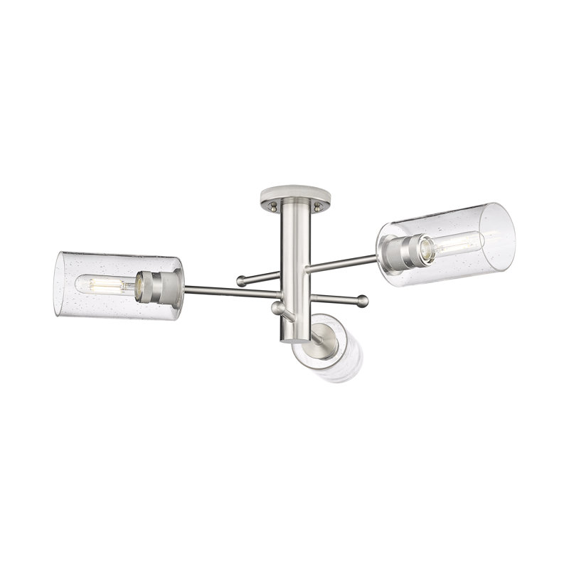Plafonnier encastré 3 lumières Crown Point, H 10,13 po x l 29,38 po x P 29,38 po, Grainé, Nickel satiné