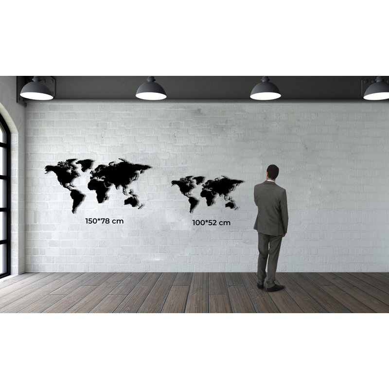 Handmade Industrial Geography Wall Decor on Metal, 32" H x 59" W x 0.6" D