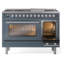 ILVE Professional Plus II 48 cuisinière à double combustible, 8 brûleurs scellés, plaque chauffante (bleu gris)-192050349-192050345