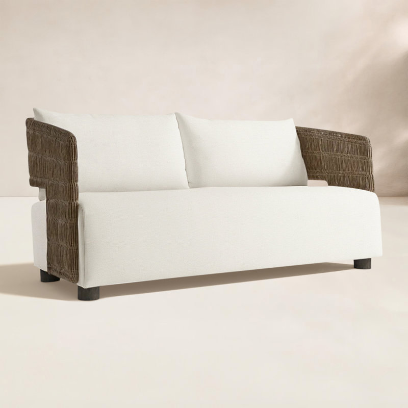 Maldives Teak Loveseat, Canvas Natural Sunbrella® Canvas
