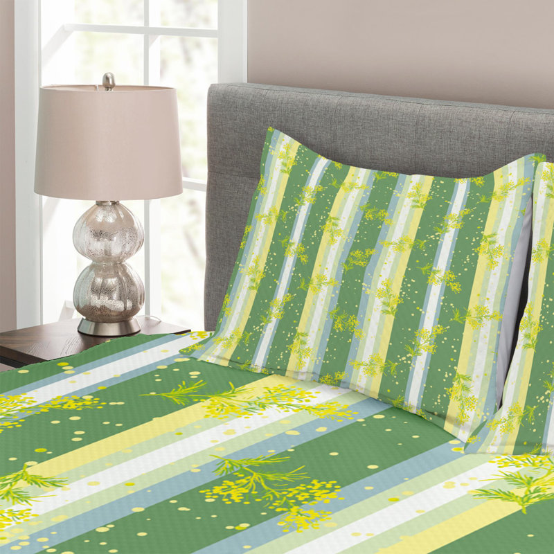 Farmhouse / Country Polyester Striped Coverlet, King Coverlet + 2 Shams