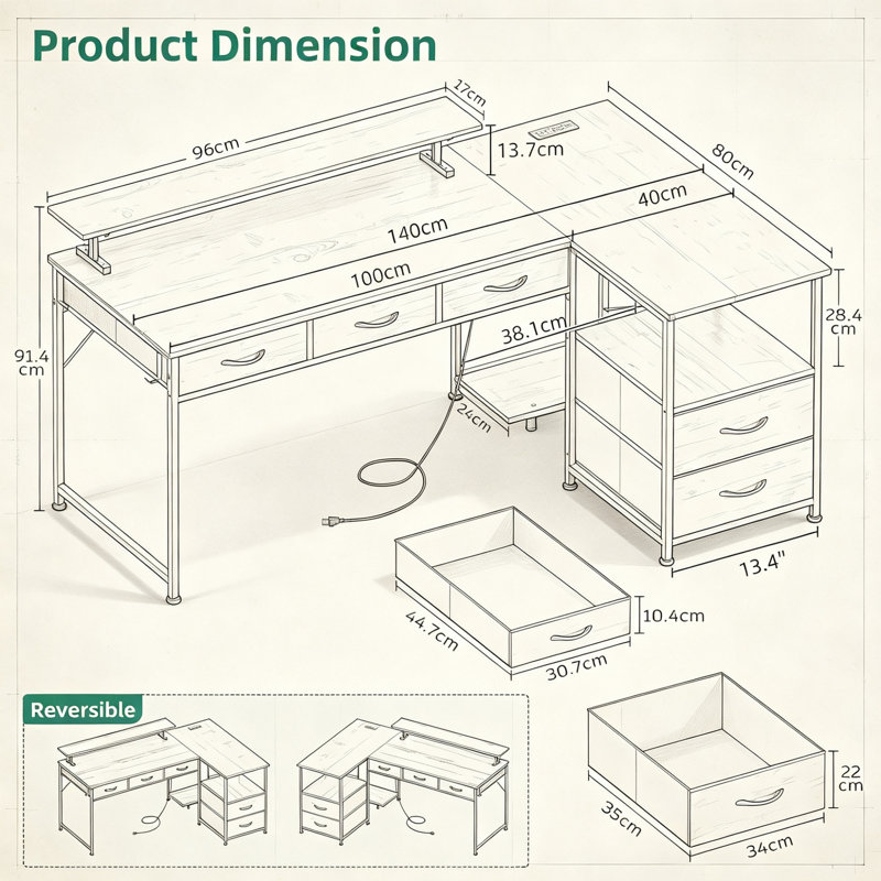 L-Shaped Computer Desk