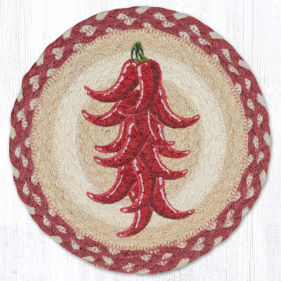  Coussin chauffant rustique en jute à imprimé piment 10 po x 10 po Chili Pepper