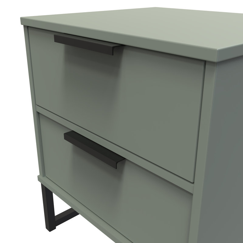 Turah 2 Drawer Bedside Cabinet (Ready Assembled), Reed Green
