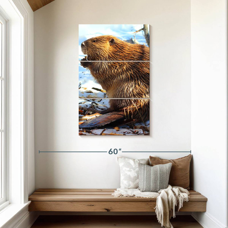 Brampt Beaver In Winter, 45" H x 28" W