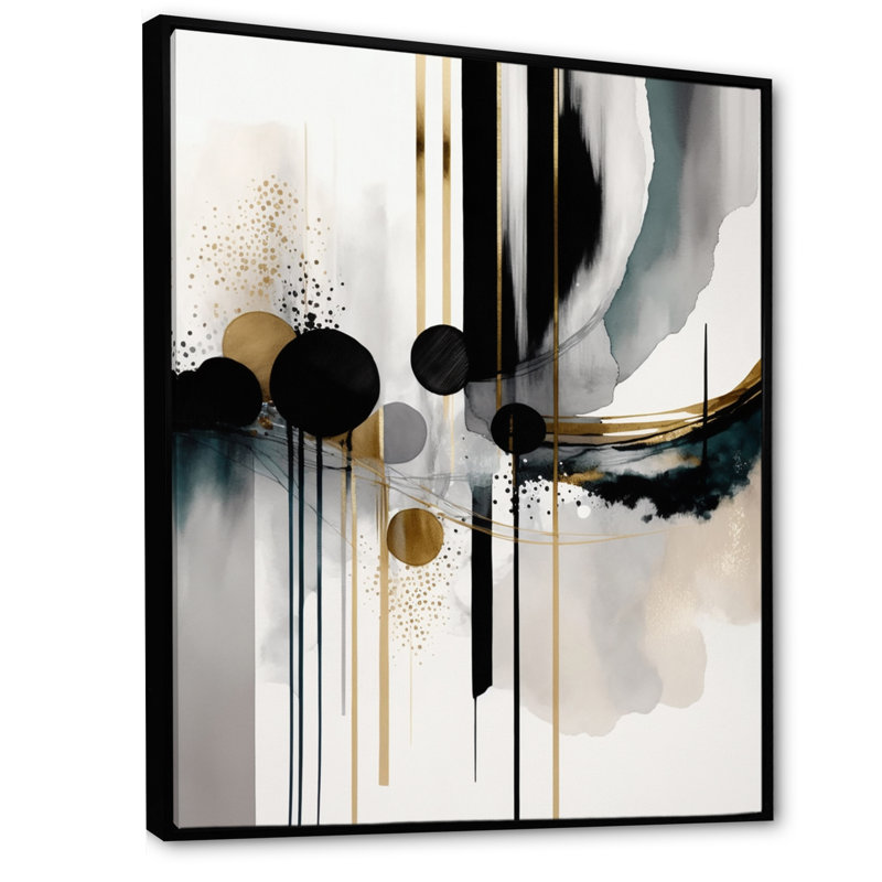 Abstract Transitional Shapes V - Print on Canvas, 16" W x 32" H, Black Floater Framed Canvas
