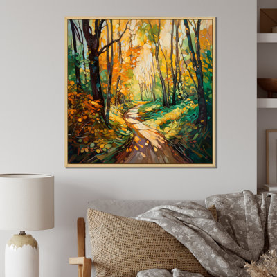 " Sunlight Through Trees In Autumn Forest Trail "