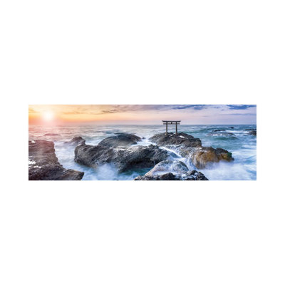 Torii Of The Oarai Isosaki Shrine At Sunrise by Jan Becke - Wrapped Canvas Panoramic Print