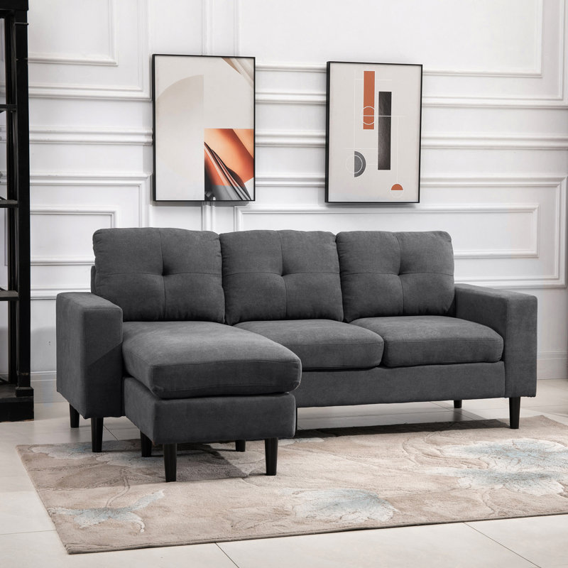 Canapé à accoudoirs encastrés 76 ", Mélange de polyester gris