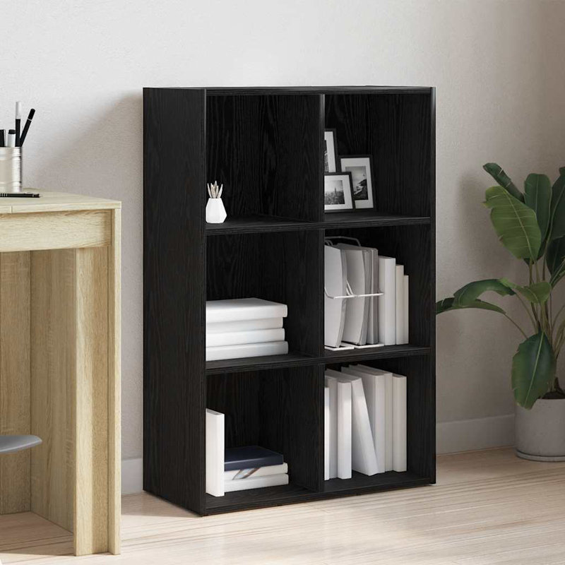 Bookcase Black Oak Engineered Wood, (6 Shelves) 98cm H x 66cm W x 30cm D