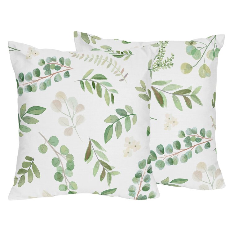 Sweet Jojo Designs Botanical Leaf Queen Sheet Set in Green/White