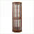 Corner Curio Cabinet, Walnut Transitional Style with Lighted Interior, Adjustable Shelves &amp; Mirrored Back | Brown | Living Room-928359168