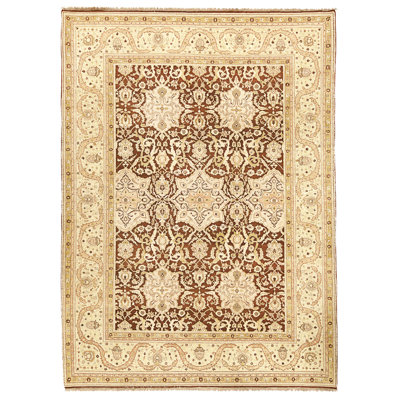 Tapis rouge et or noué à la main de haute qualité