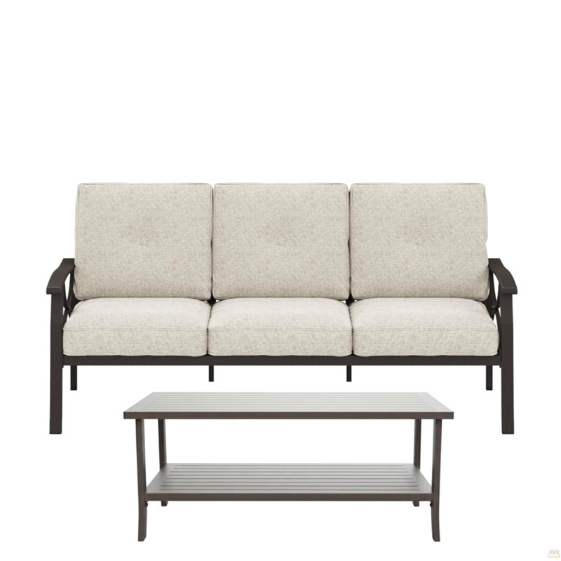 Ensemble de patio extérieur 2 pièces, Beige / kaki