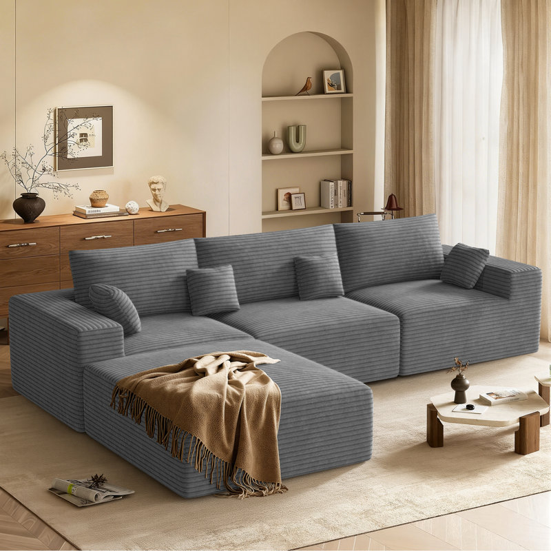 3 Seater Fabric Corner Sofa , Grey
