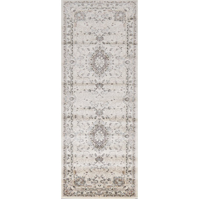 Tapis floral oriental ivoire