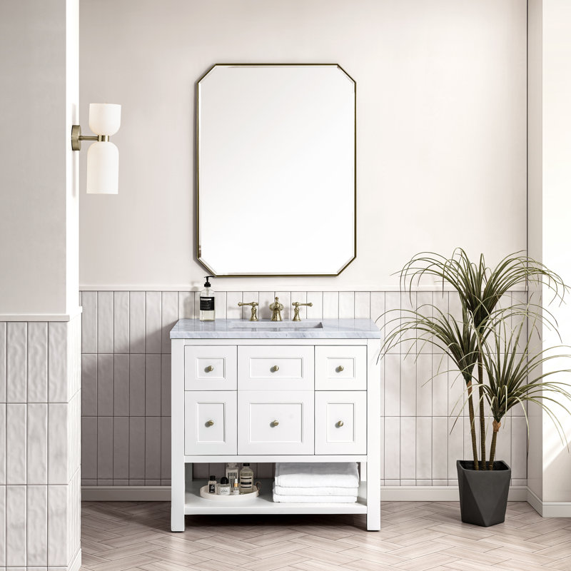 Breckenridge 36'' W Single Vanity, Bright White, Carrara White, 8" Widespread