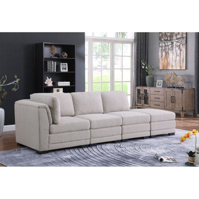 Canapé moderne réversible en tissu de lin avec repose-pieds Krist112