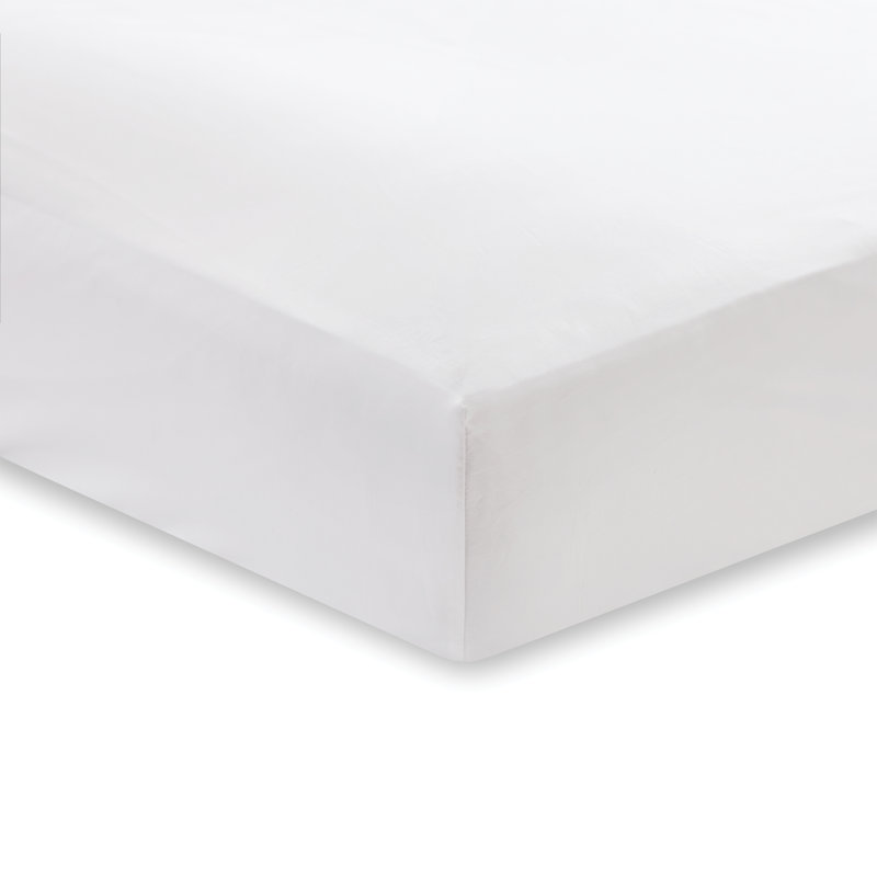 400 Thread Count 100% Cotton Sateen Fitted Sheet, White, Single (3')