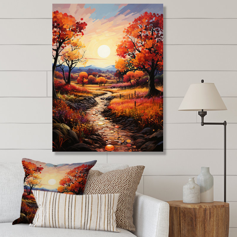 «Euphrasia Countryside Autumnal Orchard Patchwork II», reproduction, H 32 po x l 16 po x P 1 po, Toile tendue