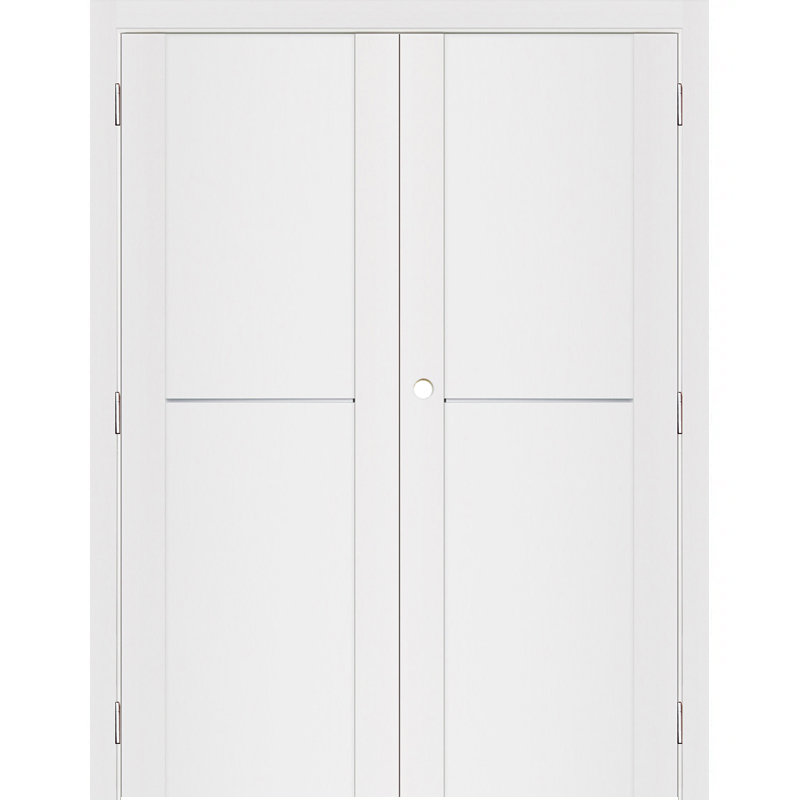 Double porte intérieure stratifiée blanc doux pré-suspendu Stile 002, 60 po x 96 po, Droite / vers l'intérieur