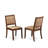 5-piece Mid-century Dining Table set consists of a Round Kitchen Table and 4 Brown Texture Polyester Fabric stackable kitchen Chair, Antique Walnut Finish-595866852-567989449-567989446