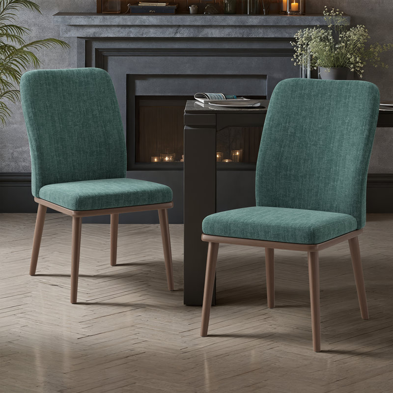 Modern Upholstered Dining Chairs, Fabric High Back Dining Room Chairs with Padded Seat & Solid Wood Legs, Armless Kitchen Side Chairs for Home Restaurant Cafe