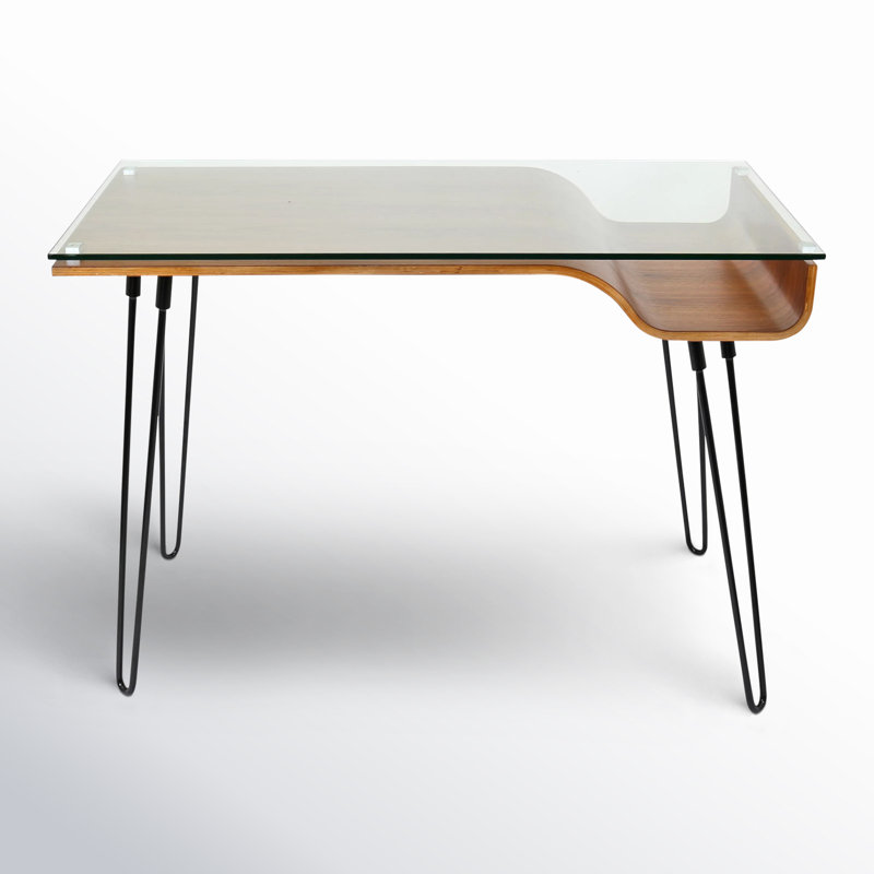 Alem Metal Base Writing Desk, Brown/Black