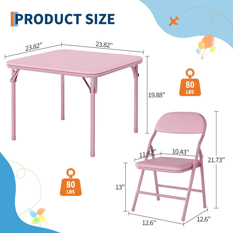 Ensemble 5 pièces de table pliante et chaises, ensemble de table d'activité et chaises pour salle à manger, garderie, salles de classe