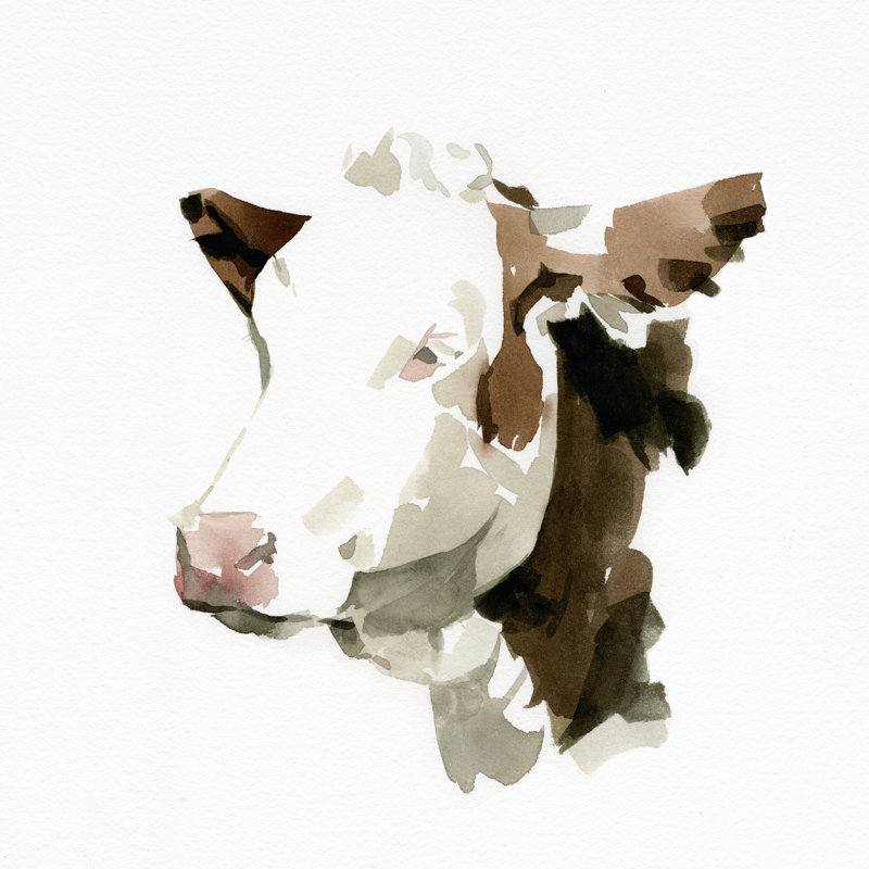 Bovine II by Emma Caroline - Wrapped Canvas Painting, 91cm H x 91cm W x 3.8cm D