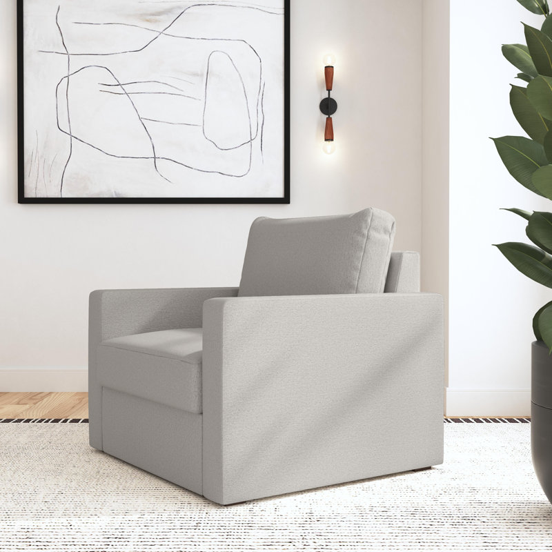 Fauteuil modulaire en polyester à accoudoirs larges de 49 po Flex, Mélange de polyester gris clair Frost