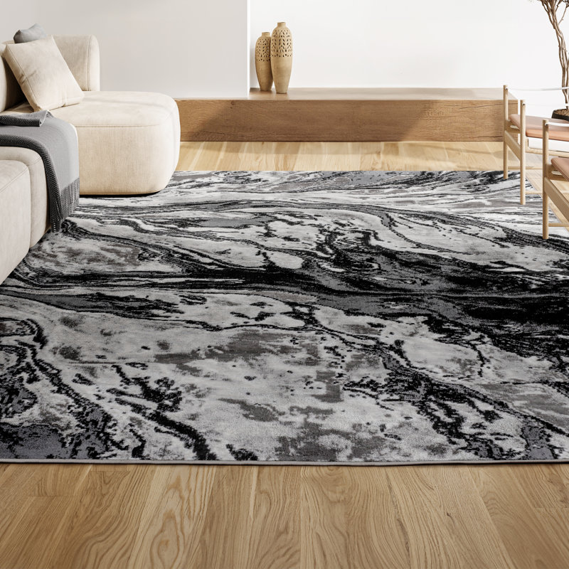 Tapis noir / ivoire Horfield, Rectangle 4pi x 6 pi