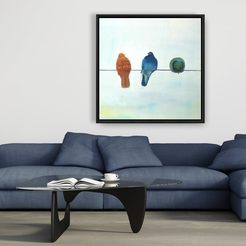 "Oiseaux abstraits perchés" sur toile