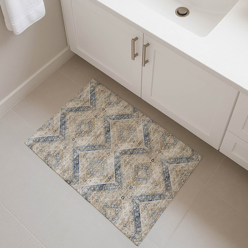 Machine Washable Indoor/Outdoor Chantille ACN2699 Tribal Rug, 1'8" x 2'6", Beige