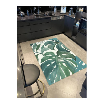 Green Themed Leaf Patterned Creative Modern Decorative Carpet