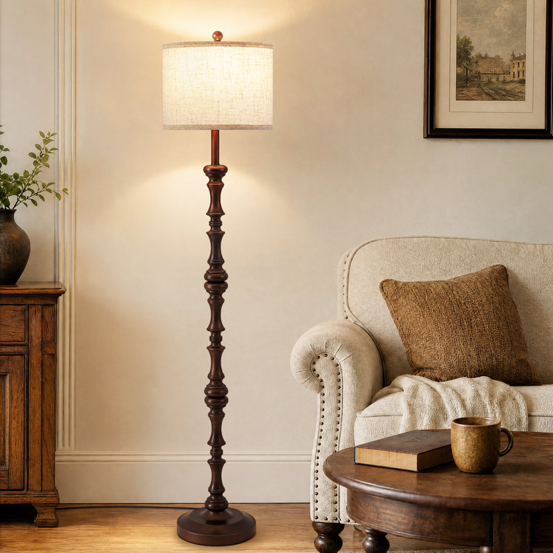 Lampe sur pied de 61 po en bronze huilé avec interrupteur rotatif, lampe sur pied en résine pour salon