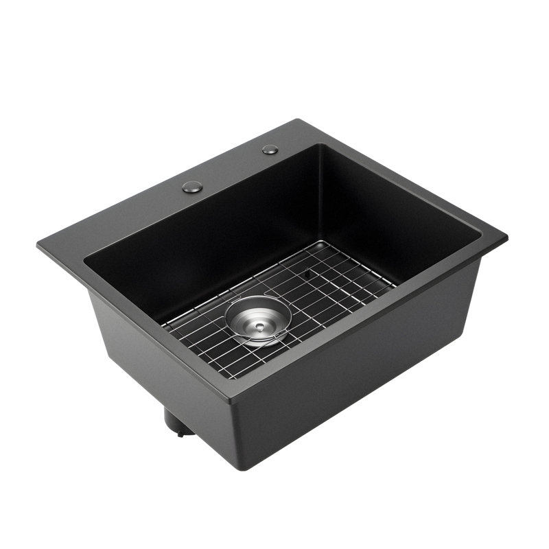 Évier de cuisine en granite de 25 po à cuve simple à montage sur le dessus pour bar pour véhicule récréatif