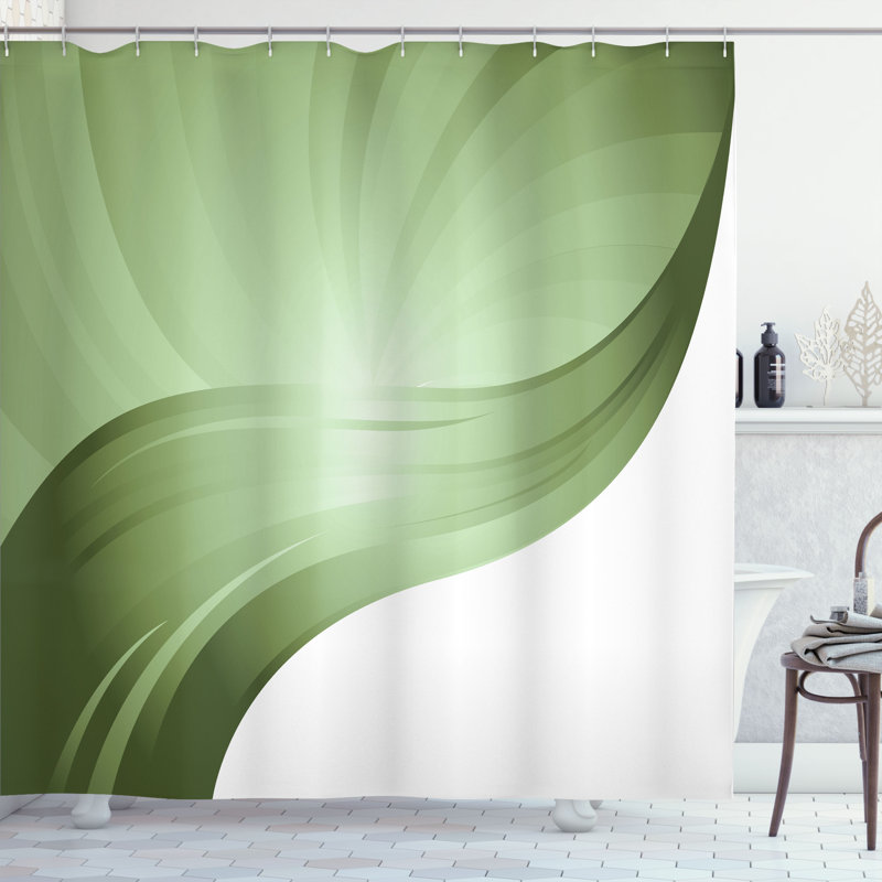Shower Curtain Set + Hooks, 70"H x 69"W, Reseda Green
