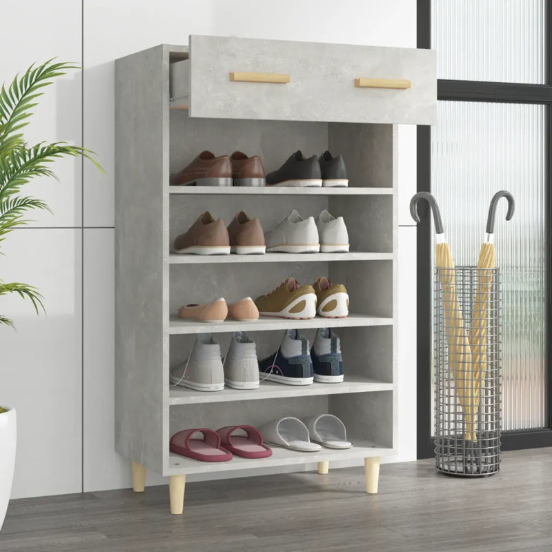 10 Pair Shoe Storage Cabinet, Concrete Grey