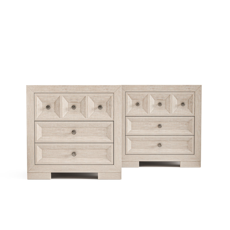 Schell 3-Drawer Nightstands (Set Of 2), Beige