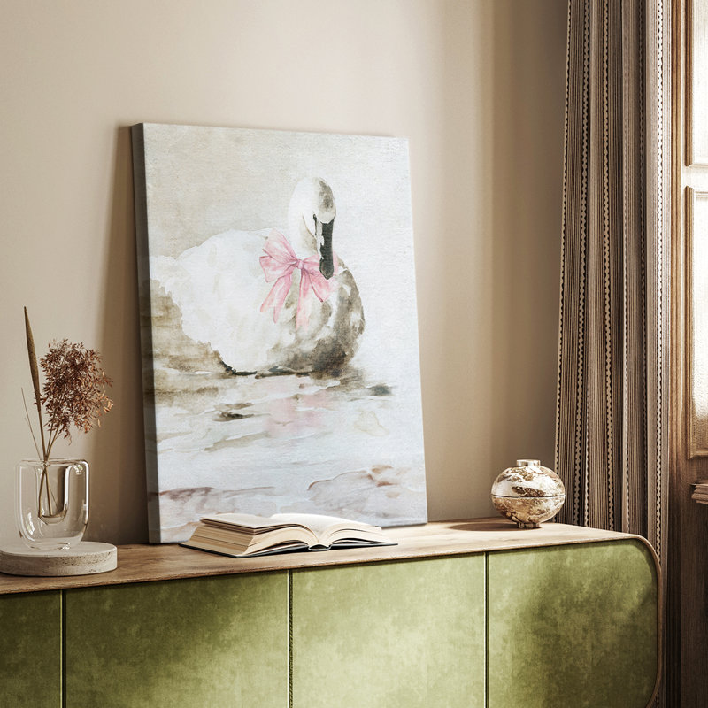 Cygne rose - Cavas enveloppés de galerie, H 18 po x l 12 po