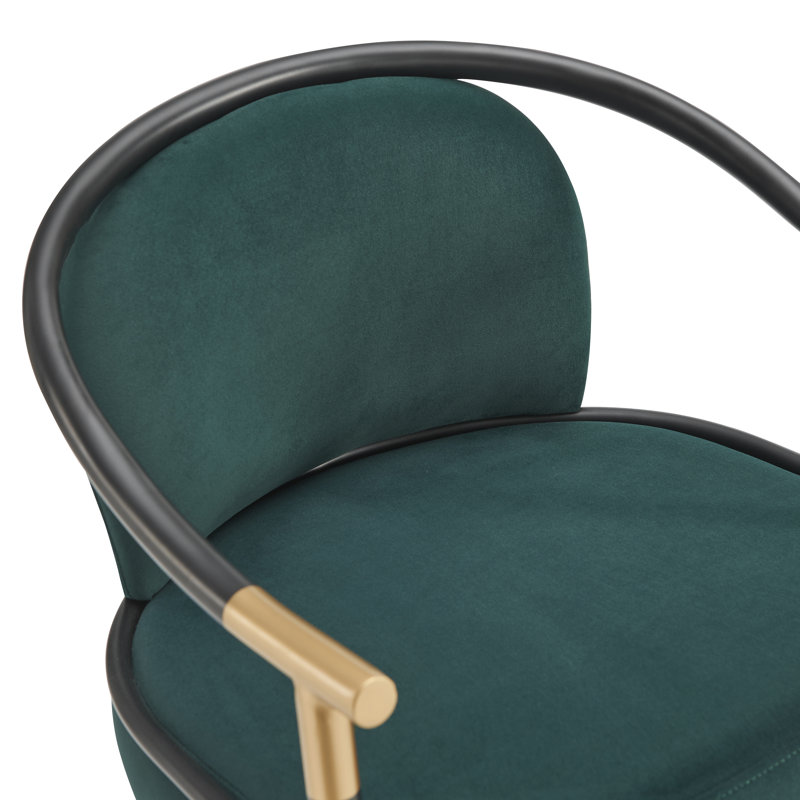 Tabouret de comptoir rembourré en tissu 26 po Rochin, Velours vert foncé