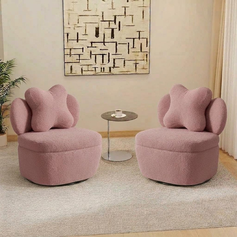 Upholstered Swivel Accent Chair, Pink